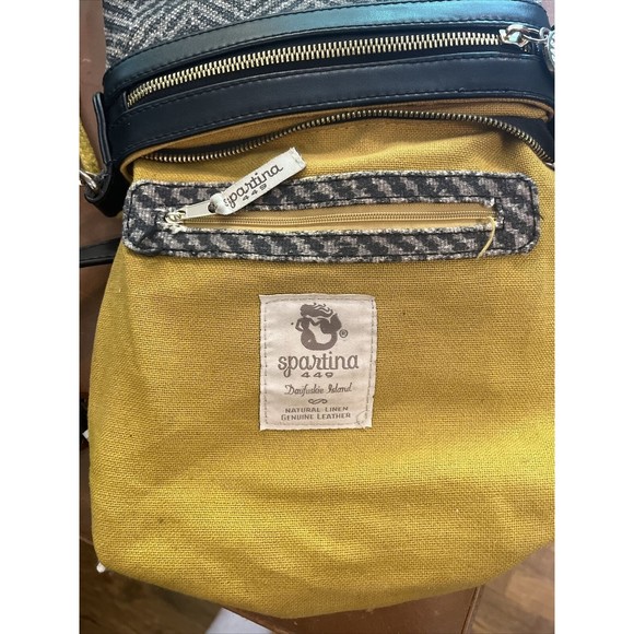 Spartina 449 Crossbody LORELEI Hipster Bag Slate Colored herringbone pattern - Picture 9 of 10